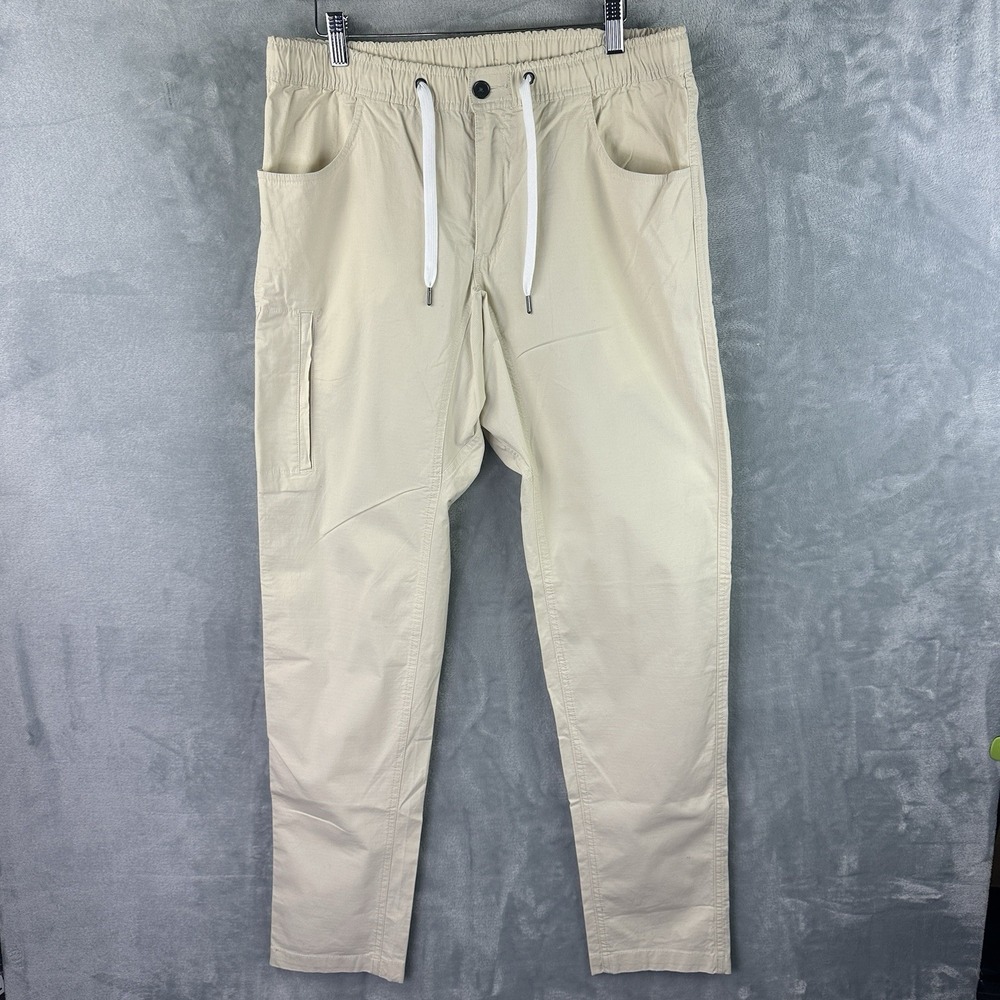 BYLT Weekender Pants Mens Large Beige Stretch Drawstring Casual